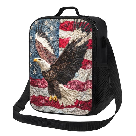 American Eagle Lunch Bag Reusable Lunch Box Insulated Tote Bag with Adjustable Shoulder Strap