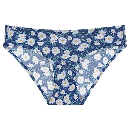 GHSOHS Womens Underwear Panty Underwear Pack Seamless Lace Boyshorts Panties for Women Floral Print Ice Silk Seamless Low Rise Quick Drying Triangle Panties Cotton Crotch Underwear Purple Briefs XL