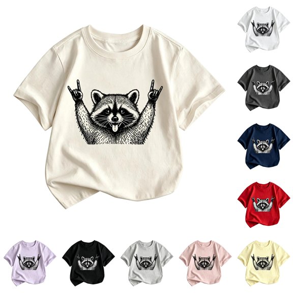 XAOFW Girls T Shirts Short Sleeve Crew Neck Cartoon Graphic Tees Toddler Kids Loose Fit Everyday Wear T-Shirts 2-3 Years