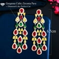 thumbnail image 5 of Noble Colorful CZ Bridal Costume Big Long Drop Tassel Earring Dubai Gold Jewelry, 5 of 9