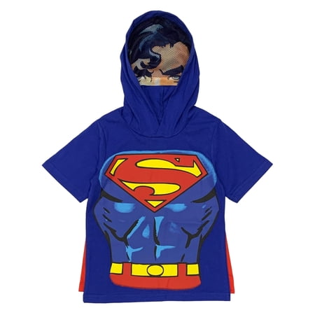 DC Comics T-shirt Bambino The Flash Con Cappuccio, Maschera E Mantello Rimovibile (Taglia 5/6 Anni)