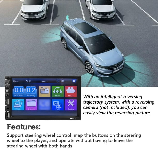 Yeacher Stéréo de voiture simple DIN avec écran tactile LCD de 7