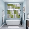 thumbnail image 4 of Abstract Graffiti Art Kitchen Curtains Valances and Tiers Set of 3 Green Grey Geometric Painting Texture Tier Curtains and Valance with Rod Pocket for Small Windows, 27.5"x24", 4 of 9