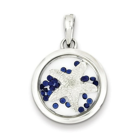 Sterling Silver Star Fish and Floating Glass Beads Pendant