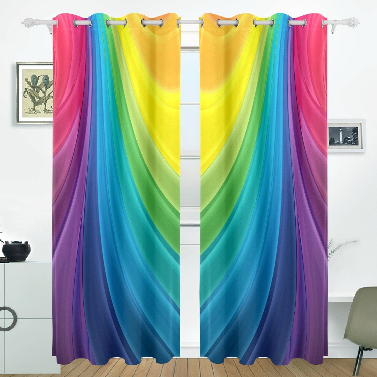 POPCreation Rainbow Colors Window Curtain Blackout Curtains Darkening