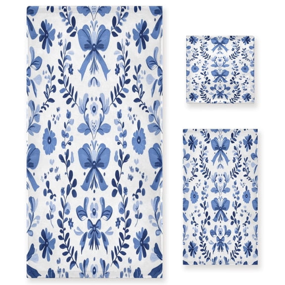 Three-Piece Towel Set Face Towel Towel Set Hand Towel Bath Towel Cotton Bath Towels Bath Towel Sets Hand Bath Towels Blue Bow