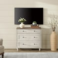 thumbnail image 3 of TV Stand with 3 Drawers, Wooden Mid-Century Modern TV Console Cabinet, Farmhouse Entertainment Center Console Table for Bedroom & Living Room, Rustic White, 3 of 9