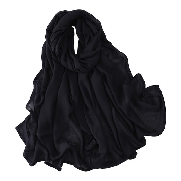 Xinwanna Women Headscarf Solid Color Soft Breathable Wide Head Wrap Versatile Smooth Touch Scarf Fashion Accessories (Black)