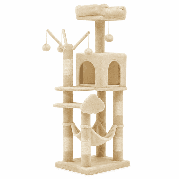 Cat Tree Tower for Indoor Cats with Scratching Posts, Multi-Level Cat House, Tall Cat Tower, 46 inch
