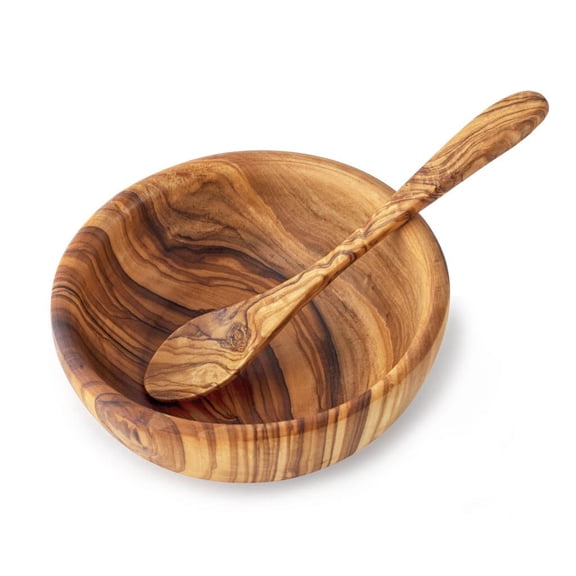 Wooden Bowl and Spoon Set - Wood Snack Bowls & Servers for Party - Decorative Serving Dishes
