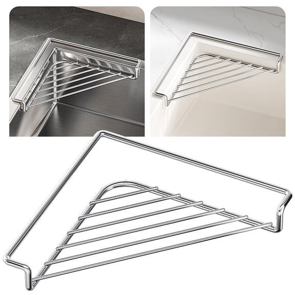 Clearance Under $1.99 Stainless Steel Sink Drain Organizer Rack, Corner Shelf for Sponge and Brush Storage