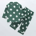 thumbnail image 5 of Honeeladyy Satin Pajamas Set for Big Girls, Floral Pattern Printed Button Down Satin Long Sleeve Top and Long Pant Set Sleepwear Loungewear for Mom Boys Kids Gifts (Green-R,12-24 Months), 5 of 8
