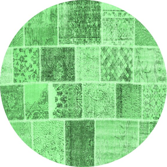 Ahgly Company Indoor Round Patchwork Emerald Green Transitional Area Rugs, 6' Round