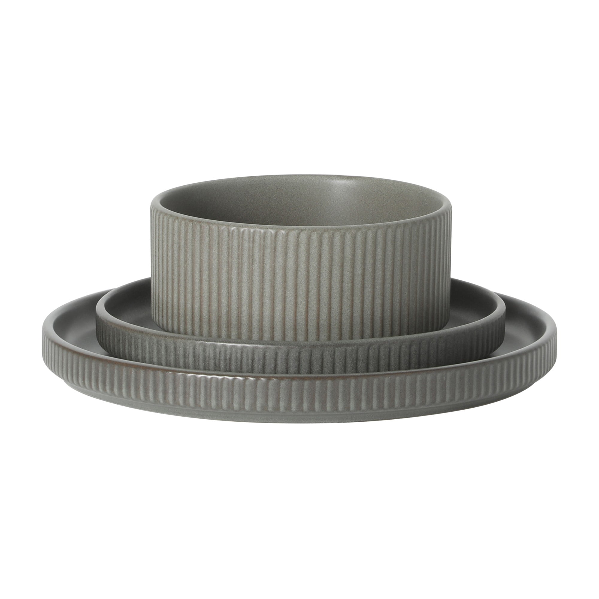 Gibson Elite Townscape Plates and Bowls 12 Piece Dinnerware Set - Grey