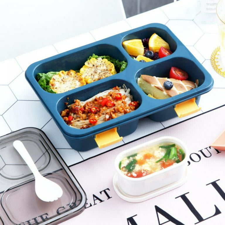 Wagindd Bento Lunch Box Kids and Adults, Leak-Proof Stackable Bento Box with 4 Compartments - BPA-Free, Dishwasher & Microwave Safe