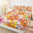thumbnail image 3 of Homewish Kawaii Blossom Twin Sheet Sets,Cute Flower Floral Twin Fitted Sheet,Orange Yellow Flat Sheet For Girl Teens,Super Cozy Room Decor,3pcs, 3 of 7