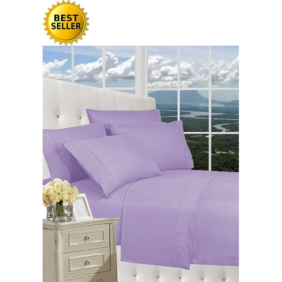 Elegant Comfort High Quailty 4-PC Sheet , Split King, Lilac
