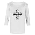 thumbnail image 4 of UVEASISHA Women's Christian Cross T-Shirt 3/4 Sleeve Religious Print Casual Faith Tops loose fit casual tops for dailywear White XXL, 4 of 6