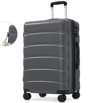 Checked Luggage, Hard-Shell Suitcase with Spinner Wheels, Travel Bag, Expandable Foldable Luggage, 24 Lnch Large Suitcase with Lightweight PC Hard Shell, Aluminum Frame, TSA Lock