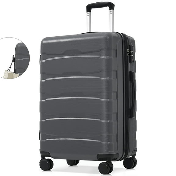 Checked Luggage, Hard-Shell Suitcase with Spinner Wheels, Travel Bag, Expandable Foldable Luggage, 24 Lnch Large Suitcase with Lightweight PC Hard Shell, Aluminum Frame, TSA Lock