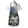 thumbnail image 3 of Sailboat Apron A Pirate Merchant Ship Anchored in the Bay of Fort Abandoned Rocks at Shore, Unisex Kitchen Bib Apron with Adjustable Neck for Cooking Baking Gardening, Pale Muave Beige, by Ambesonne, 3 of 3