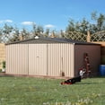 thumbnail image 5 of AECOJOY 14' x 12' Outdoor Storage Shed with Lockable Door Patio Metal Garden Storage Building in Brown for Outside, 5 of 7