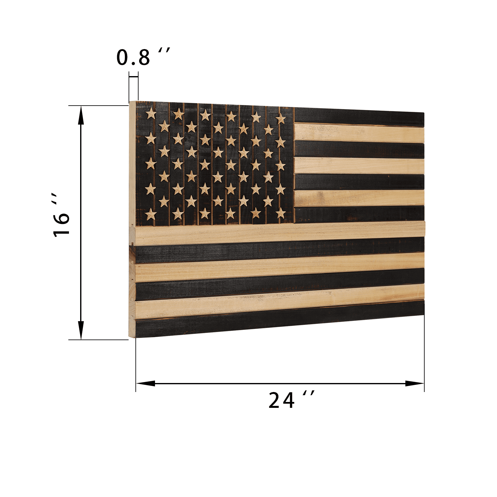CONSDAN Wooden American Flag Wall Decor, Handcrafted Wall Art, USA Grown Hardwood, Rustic Wood Wall Flags, American Flag Wall Art, American Flag Decor | Regular Color, 24"x16"