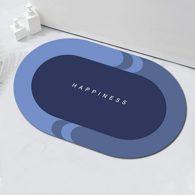 Fridja Summer Clearance Bath Mats for Shower, Super Absorbent Non Slip Bathroom Rug, Quick Dry Imitation Diatomite Bathroom Rug, Washable Shower Floor Bath Mat Rug for Bathtub, 23.62" x 15.74", Blue