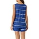 thumbnail image 3 of Conjuntos de pijama para mujer INSPIRE CHIC, camiseta sin mangas de cuello redondo a rayas con pantalones cortos, ropa de dormir de 2 piezas, S azul, 3 of 6