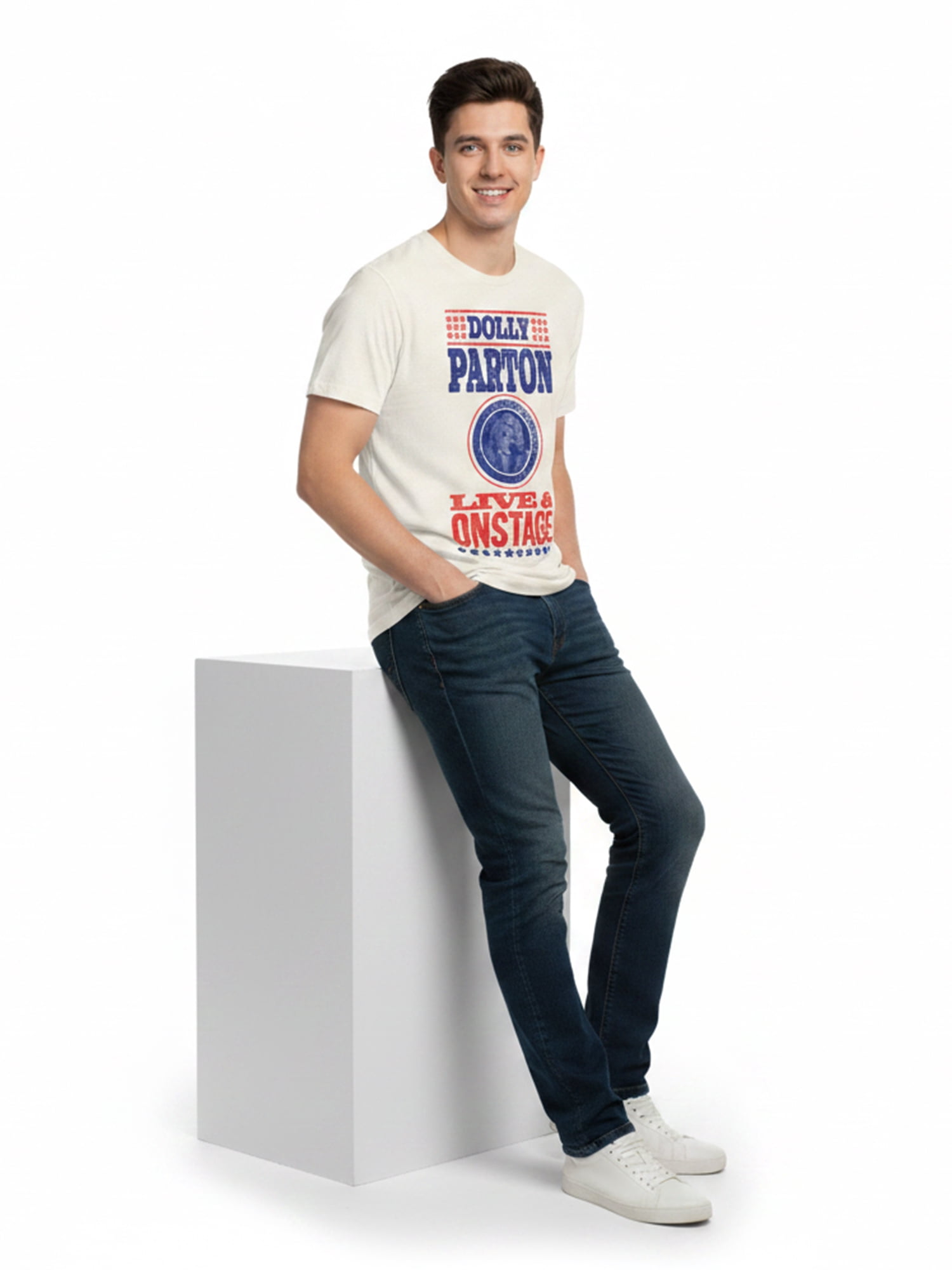 Dolly Parton Men’s Graphic Short Sleeve Tee, Live and Onstage, Sizes S–3XL
