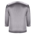 thumbnail image 6 of Women's Round Neck Three-Quarter Sleeve Satin Blouse, Dressy 3/4 Long Sleeve Shirt, Business Casual Outfit Tops for Women,Gray,M, 6 of 7