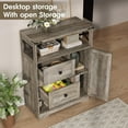 thumbnail image 4 of Fameill Farmhouse Storage Cabinet with 2 Drawers & Shelves,Freestanding Kitchen Cabinet with Doors,Floor Storage Organization for Living Room,Bathroom,Laundry,Grey, 4 of 16