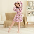 thumbnail image 3 of FORMRS Niños Bathrobe Unisex Hooded Robe Soft Plush Pajamas Sleepwear, Size 2-3T, Light Pink Doughnuts, 3 of 7