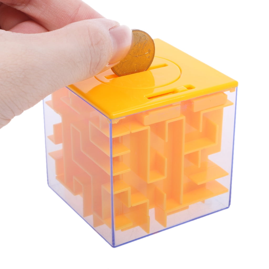 Novedad 3D Money Maze Bank Cube Puzzle Saving Coin Collection Case Box Brain Game Kids Toy Gift Max-Tonsen Little Kids Toys 
