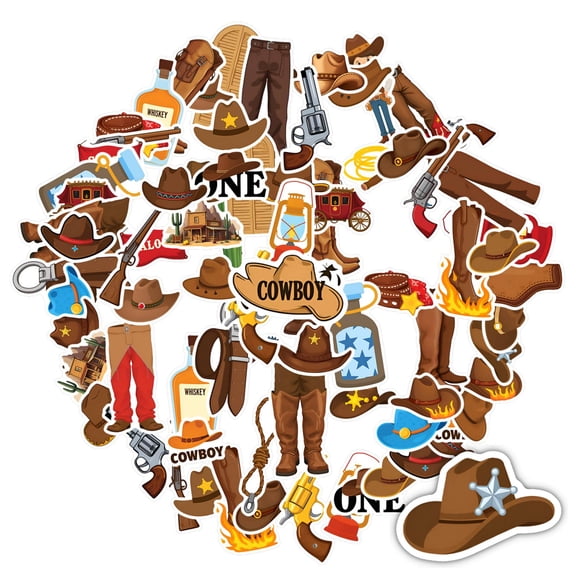 35pcs-50pcs Rodeo Stickers Stationery Stickers Cowboy Kids Stickers  Western Sticker Pack for Notebooks Laptops Suitcase