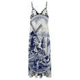 thumbnail image 5 of DUTCH BLUE DELFT: Vintage Windmill Print Sleeveless Dress loose summer dress summer dress for women long sleeve dresses, 5 of 6