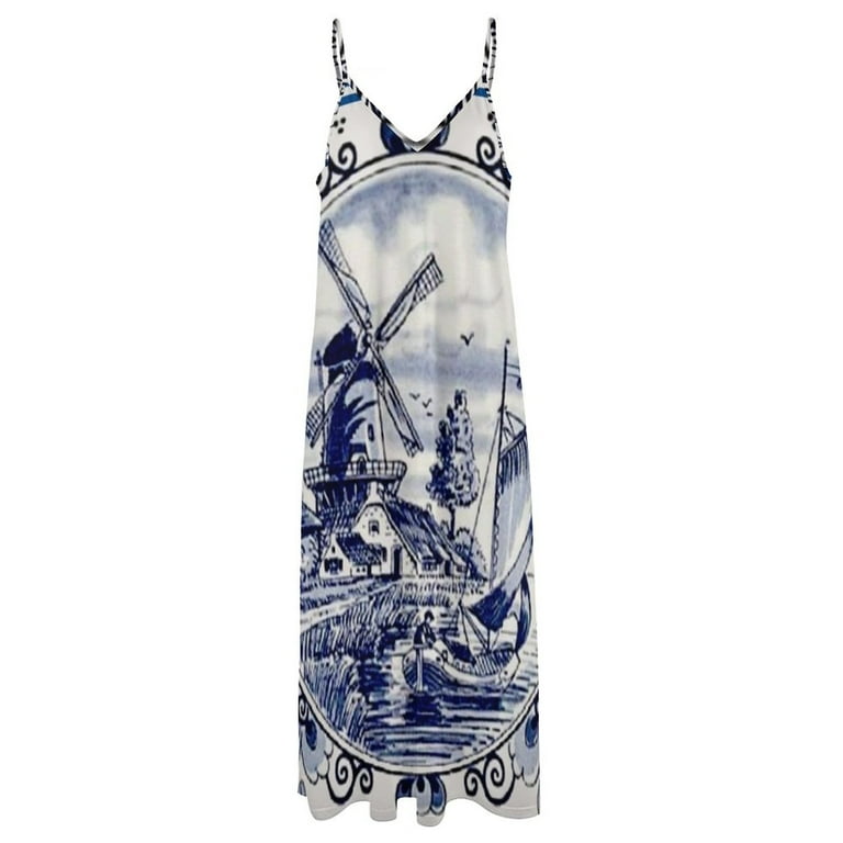 DUTCH BLUE DELFT: Vintage Windmill Print Sleeveless Dress loose summer dress summer dress for women long sleeve dresses - Walmart.com DUTCH BLUE DELFT: Vintage Windmill Print Sleeveless Dress loose summer dress summer dress for women long sleeve dresses - Walmart.com