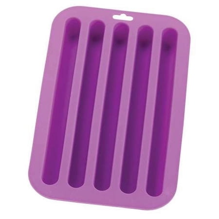 HIC Purple Silicone Water Bottle Stick Ice Cube Tray and Baking Mold - Makes 5 Long Cubes