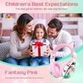 thumbnail image 5 of QearFun Kids Cat Ear Headphones with Cord for Girls with Mic, 85/94dB Safe Volume Limiter, Share Port, Foldable Sparkly Wired Headset for School, Travel, Tablet - Pink, 5 of 7