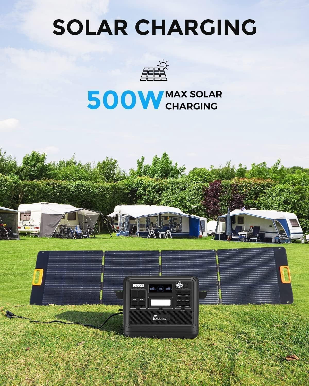 FOSSiBOT Portable Power Station 2048Wh/2400W LFP Battery Solar Generator Home Backup Outdoor