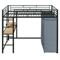 thumbnail image 6 of Full Size Metal Loft Bed with Desk and Wardrobe, Heavy Duty Loft Bed Frame with Storage Stairs, LED Loft Bed Full with Charging Station, Space Saving Loft Bed,Black, 6 of 8