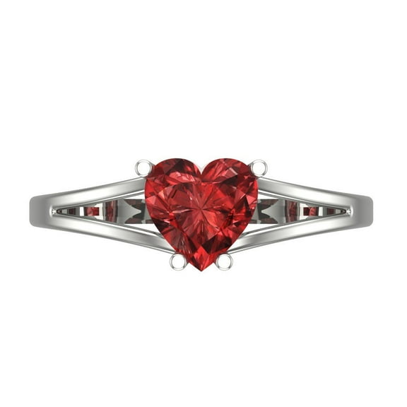 Clara Pucci 14K White Gold 1ct Garnet Solitaire Ring for Women