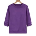 thumbnail image 5 of Soft Lightweight Crew Neck Sweatshirts for Women Solid Color Loose Winter Fashionable Casual 3/4 Sleeve Head Sweatshirt Women's Relaxed Fit Basic Pullover Tops for Daily Autumn Outfit, 5 of 5