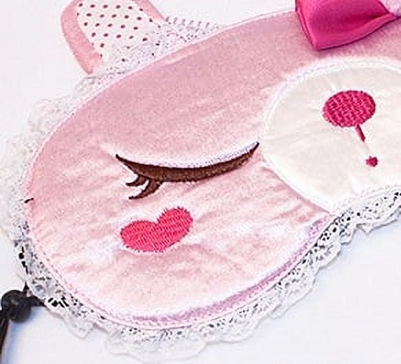 G&J Pink Rabbit Sleeping Mask Embroidered Applique Sleep Eye Mask Soft Eyeshade Sleeping Blinder Soft Blindfold
