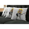 thumbnail image 5 of Ambesonne Cat Throw Pillow Cover 4 Pack, Hipster Musician Kitty Fun, 20", Multicolor, 5 of 5