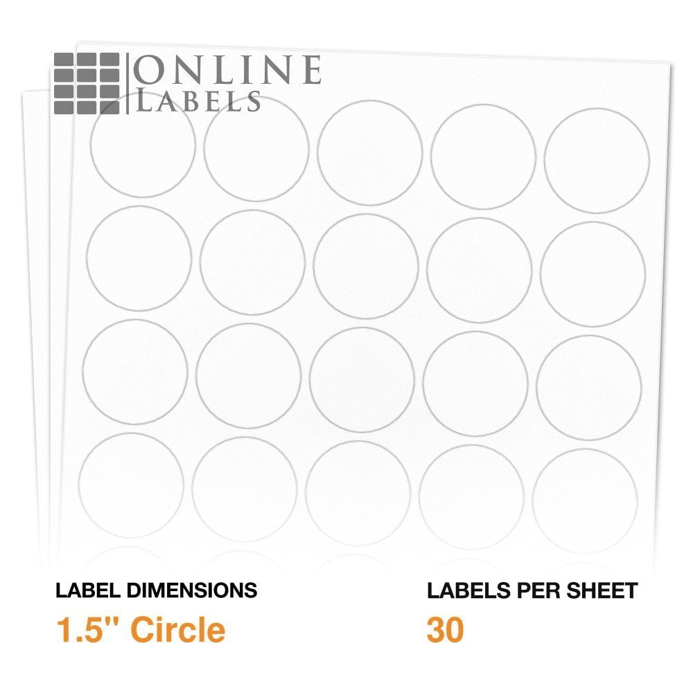 1.5 Inch Circle Labels - Inkjet/Laser Printer - Online Labels (100 Sheet Pack)