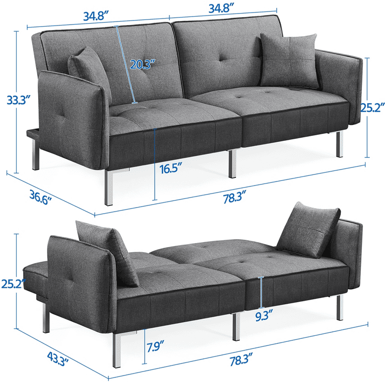 Alden Design Fabric Covered Futon Sofa Bed with Adjustable