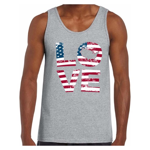 Awkward Styles American Flag Love Men Tank Top Made in the USA 4th of July Shirt for Men Patriotic Gifts Vintage USA Love Men Tank 4th of July Party 4th of July Top for Men Love USA