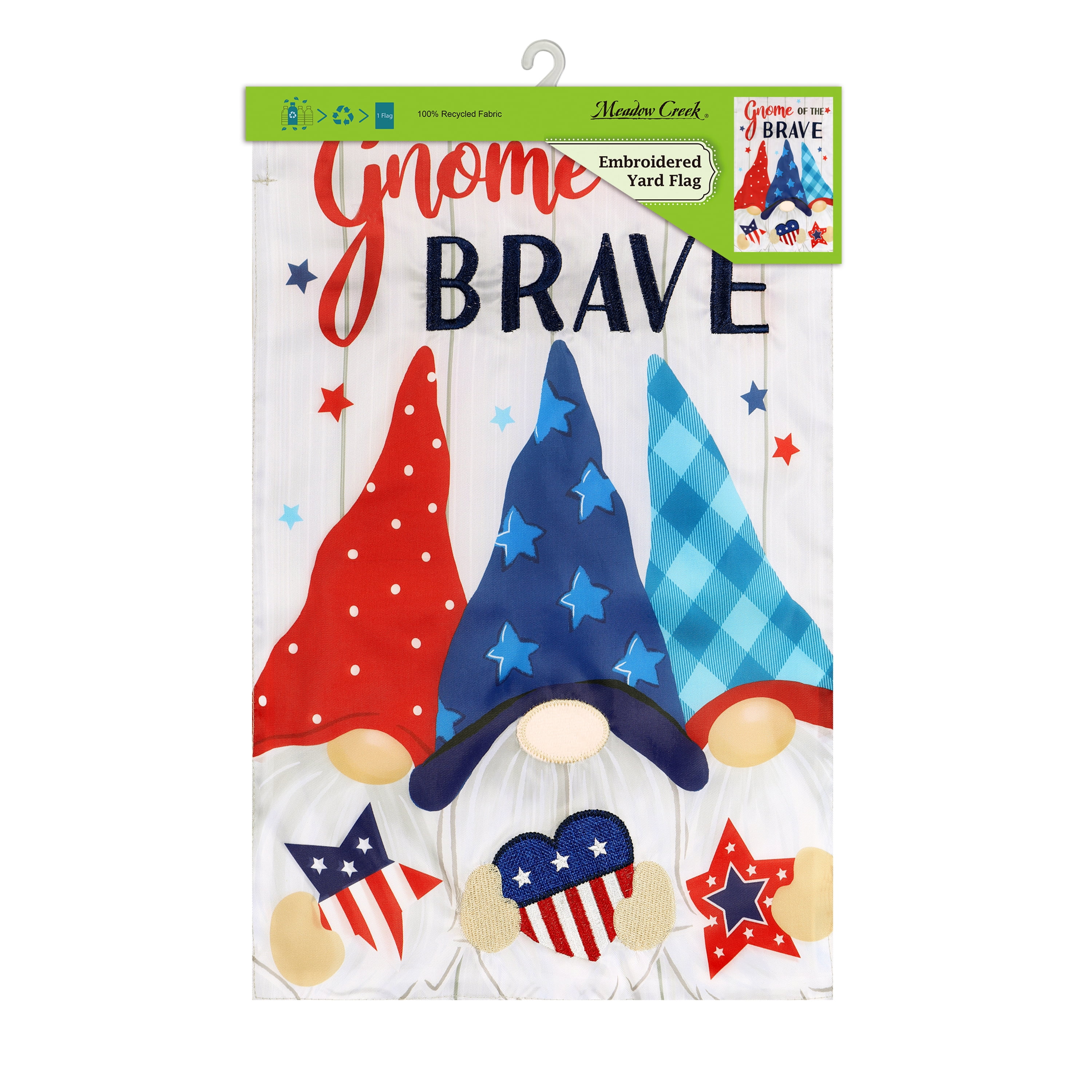 Meadow Creek Spring Outdoor Yard Flag, Gnome of the Brave, Assembled 18“H x 11.5“W
