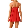 thumbnail image 3 of INSPIRE CHIC Women's Nightgown V Neck Sleeveless Lace Sleepwear Mini Length Sleepdress L Red, 3 of 5